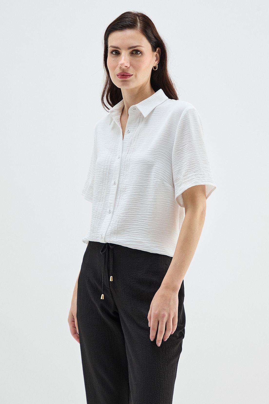 Blusa Camisera Abotonada Crudo Ma Griffe 14002224006105-0