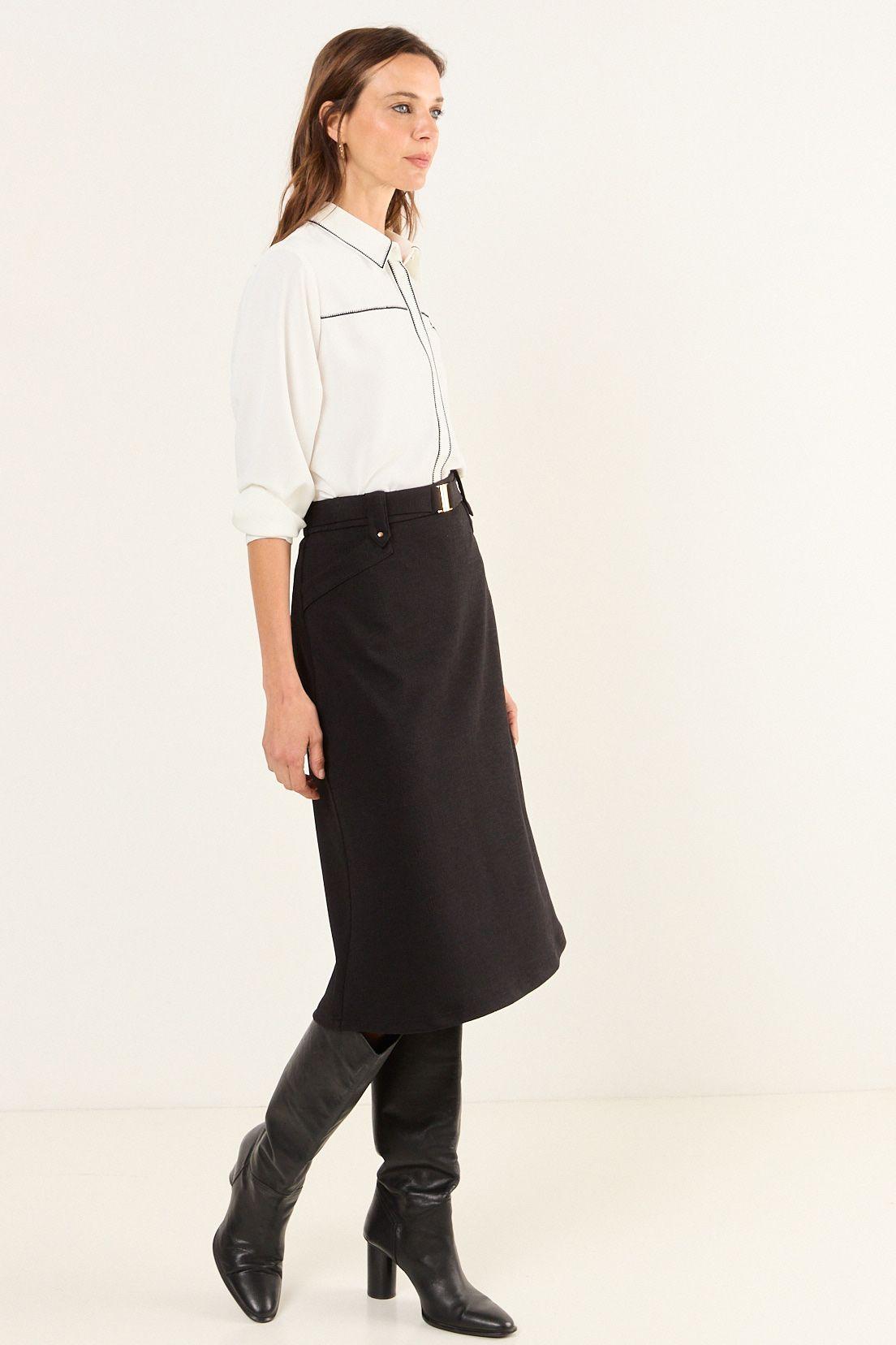 Falda Con Hebilla Decorativa Negro Ma Griffe 12002126003102-3