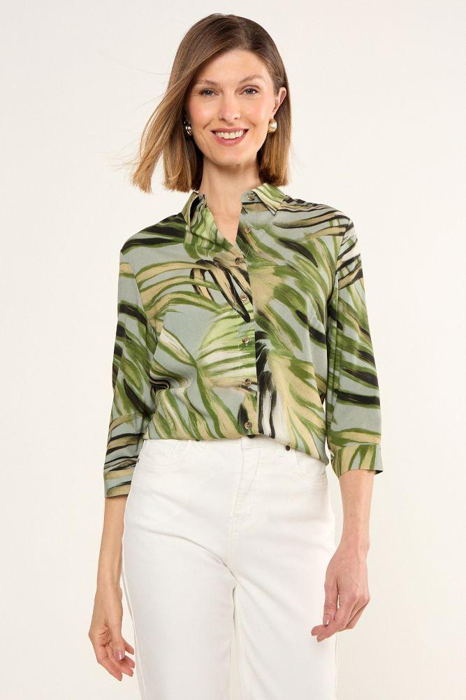 Blusa Viscosa Estampada Verde Oliva Ma Griffe 14102225063107-0