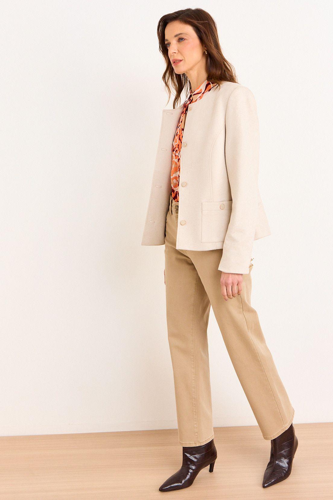 Chaqueta De Antelina Con Textura Beige Ma Griffe 17502226001106-3