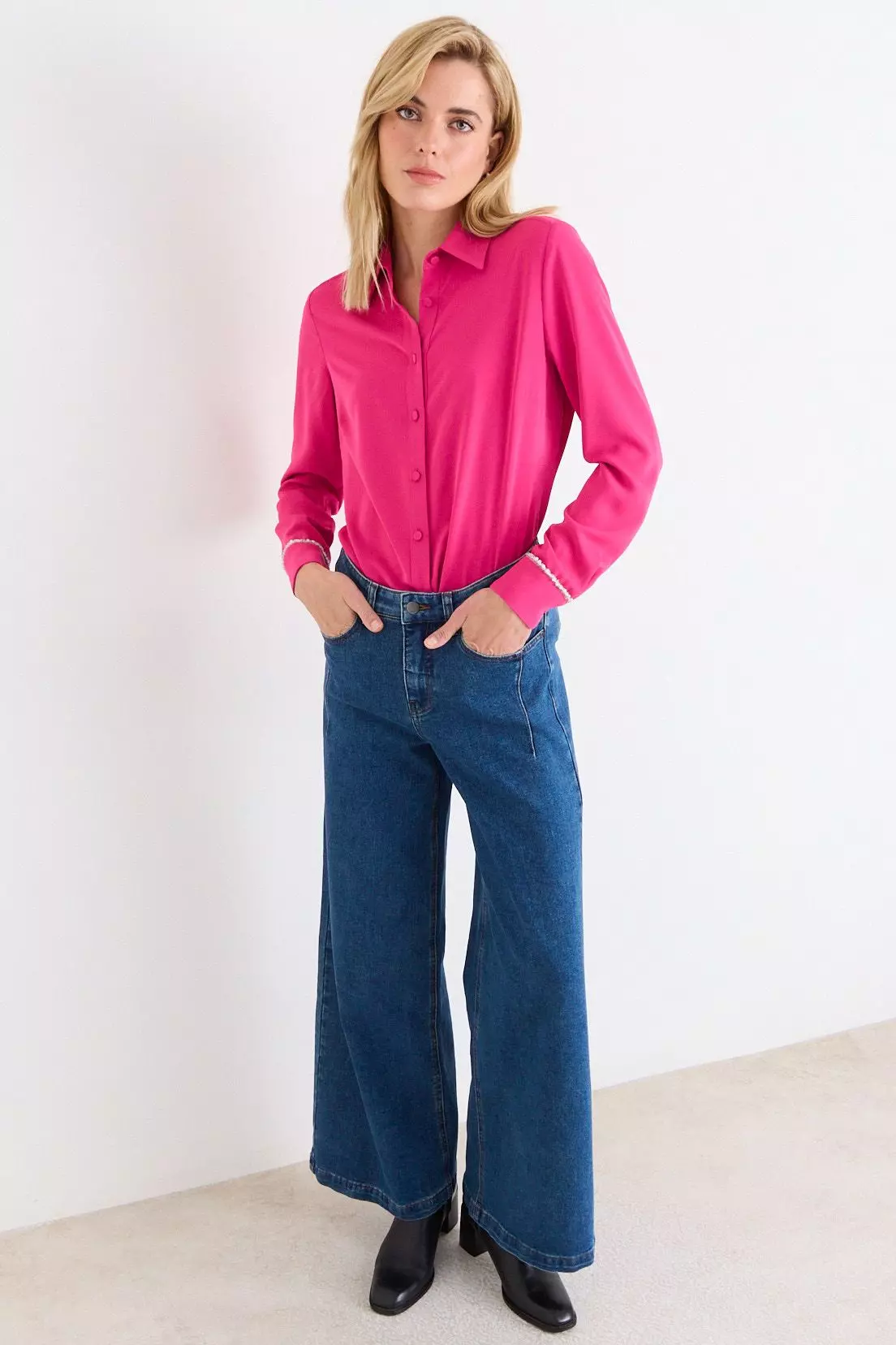 Blusa Lisa Tipo Camisera De Manga Larga. Fucsia Ash 14007226001116-4