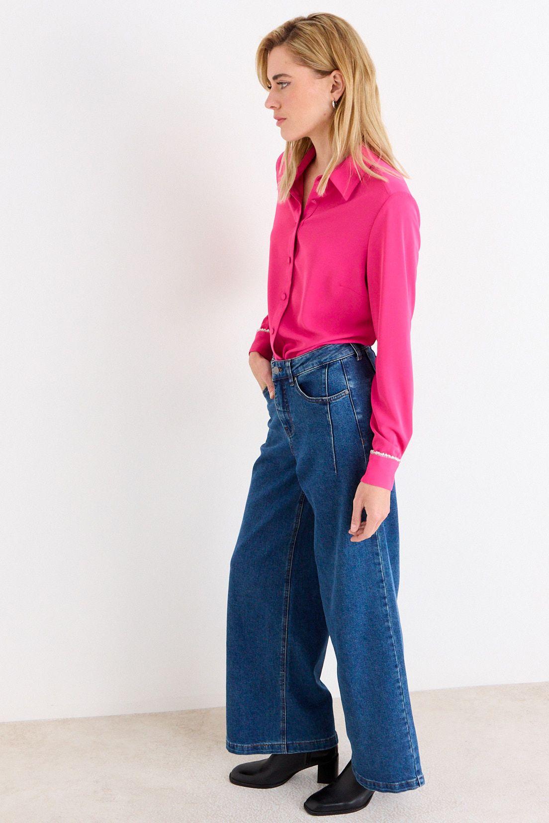 Blusa Lisa Tipo Camisera De Manga Larga. Fucsia Ash 14007226001116-3