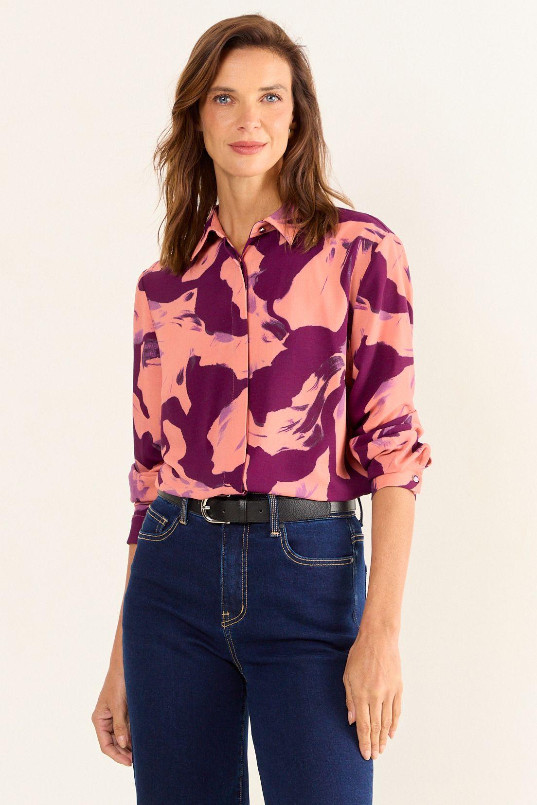 Blusa Camisera Estampada Morado Ma Griffe 14102126058121-1
