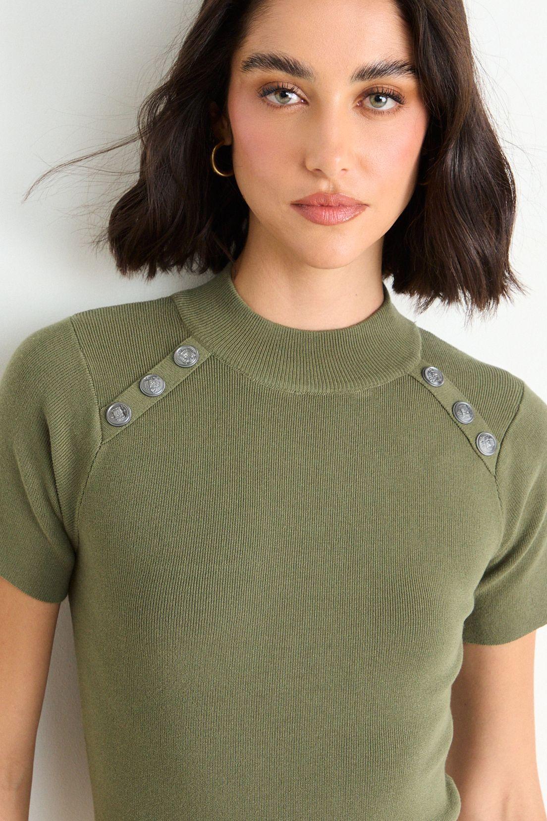 Polera Tejida Manga Corta Verde Ash 18207126051137-1