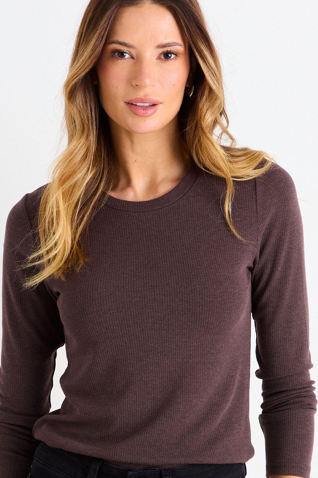 Polera Lisa Manga Larga Café Ash 14307126002129-1