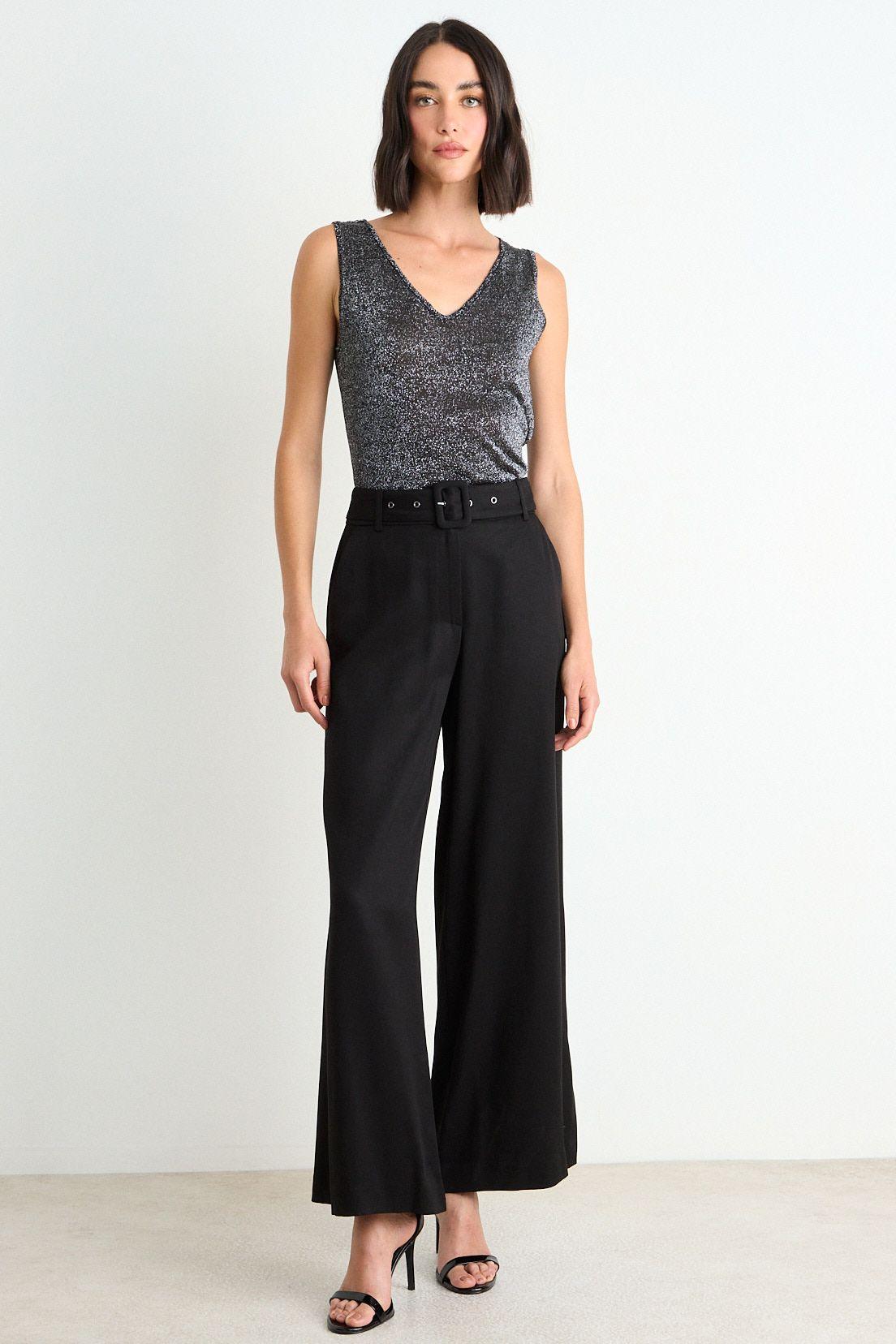 Pantalon Liso Palazzo Negro Ash 11007126052102-0