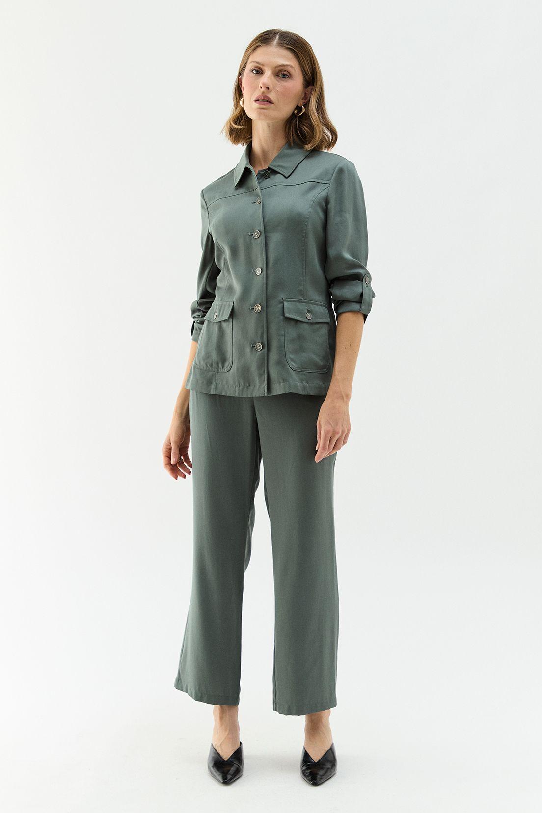 Chaqueta Tencel Verde Ma Griffe 17502224059107-2
