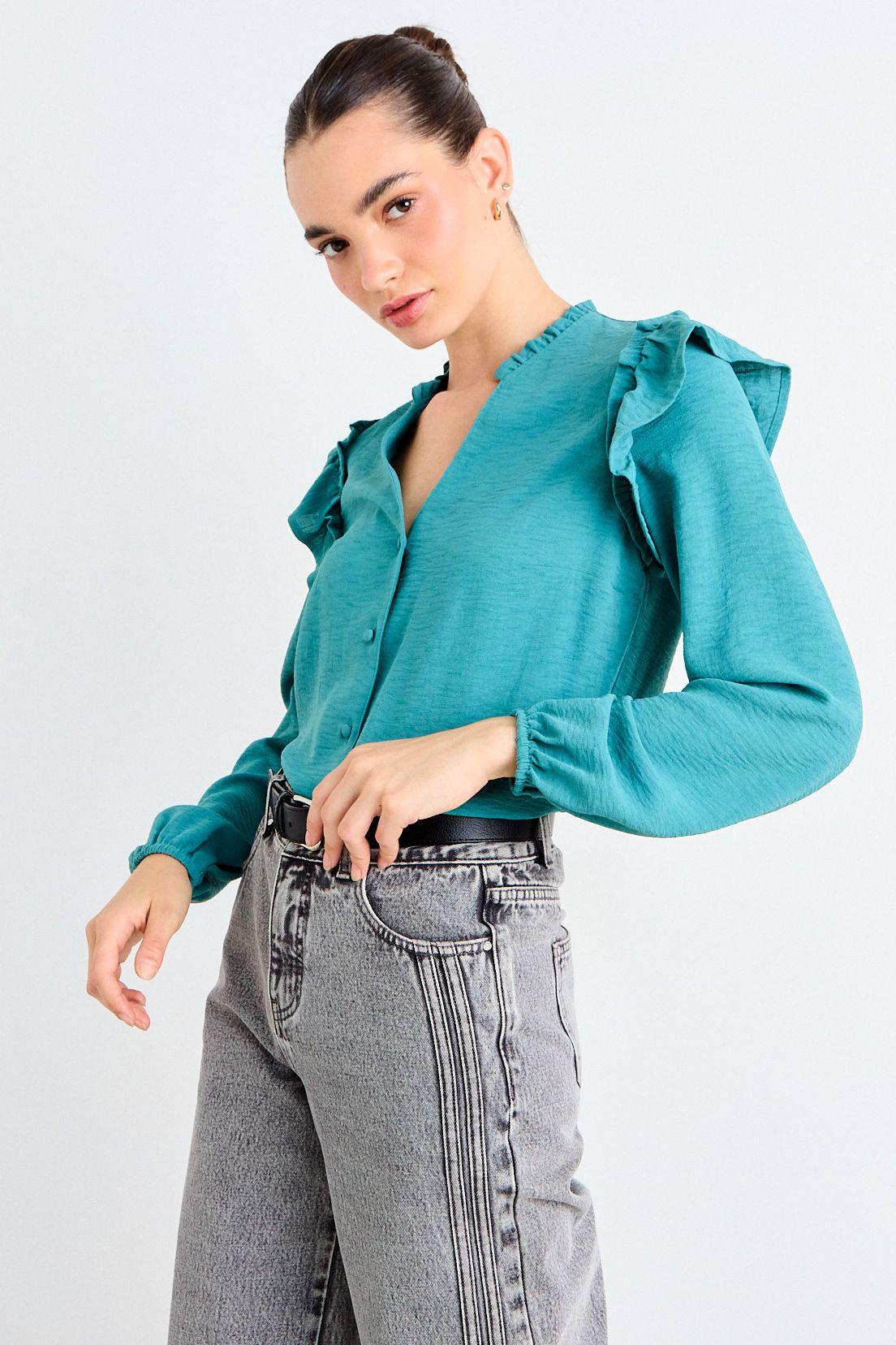 Blusa Lisa Verde Turquesa iO 14020126014107-2