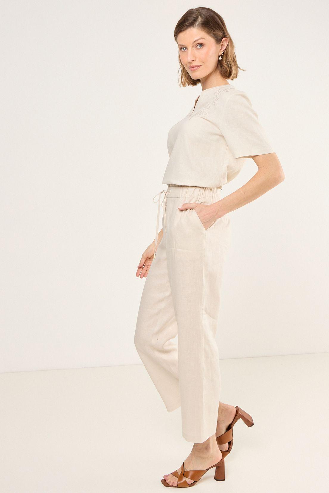 Pantalon De Lino Recto Beige Ma Griffe 11002225060106-4