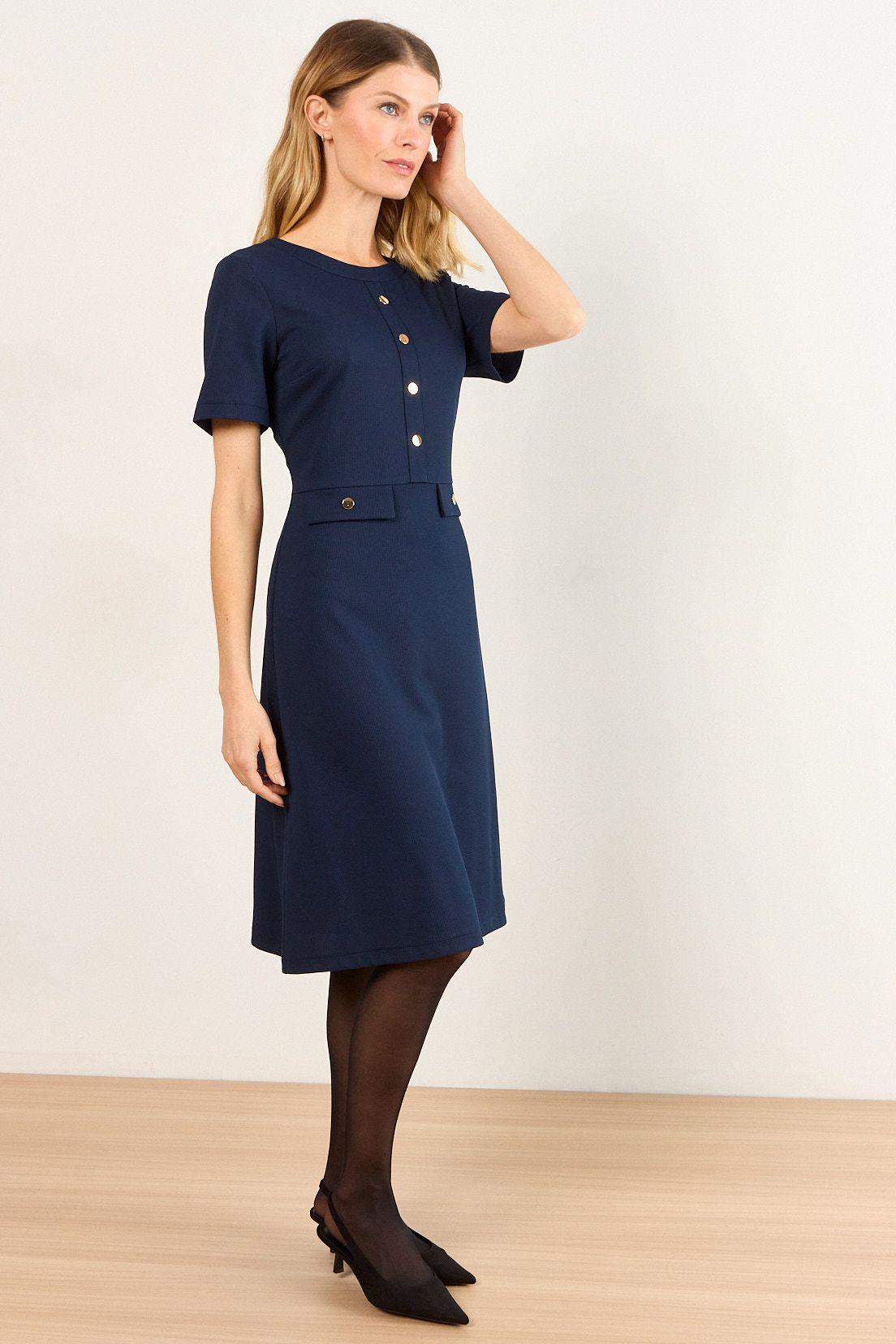 Vestido Con Botones Decorativos Azul Ma Griffe 13002226052104-4