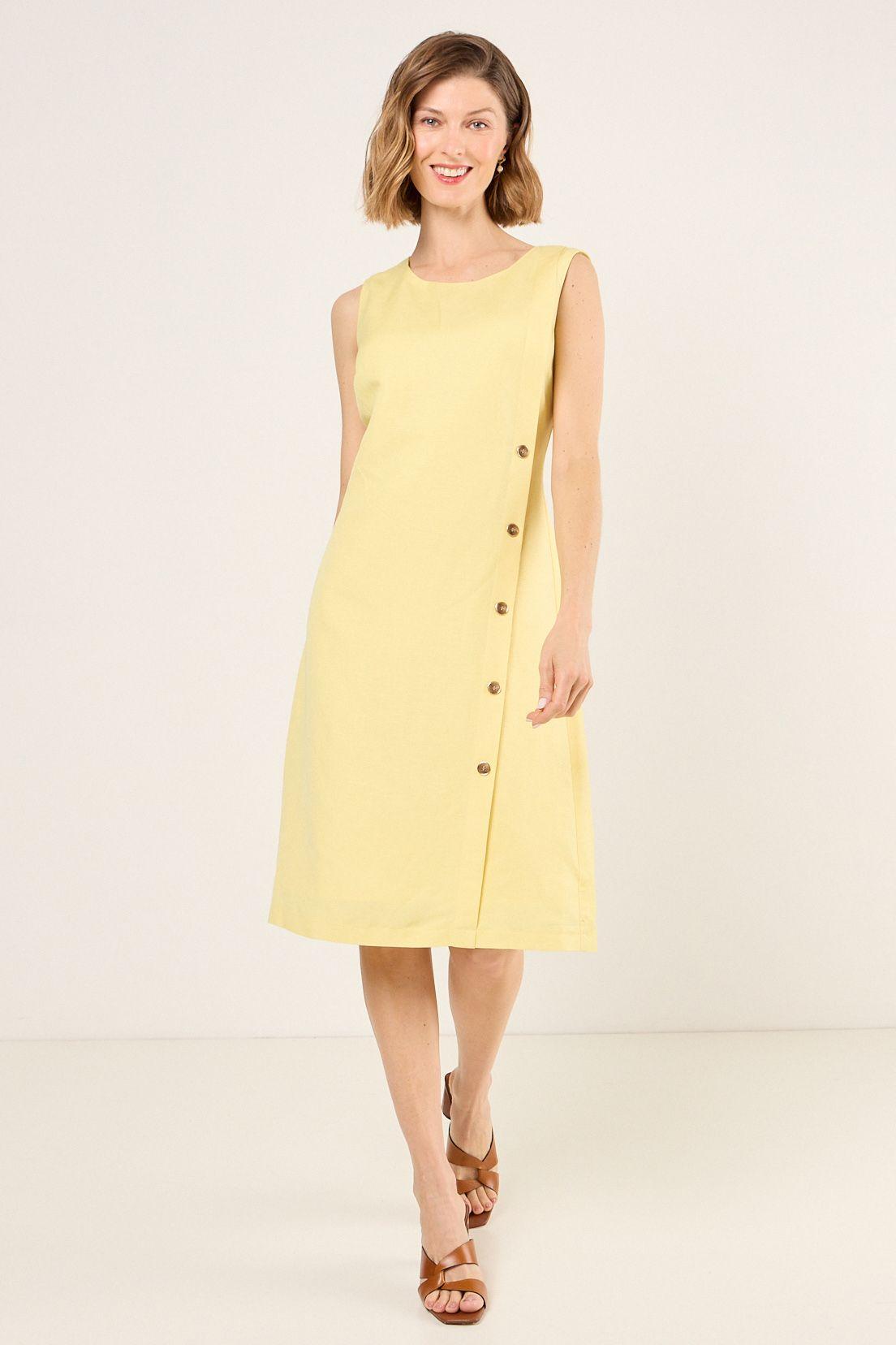 Vestido Lino Sin Mangas Amarillo Ma Griffe 13002225056108-4