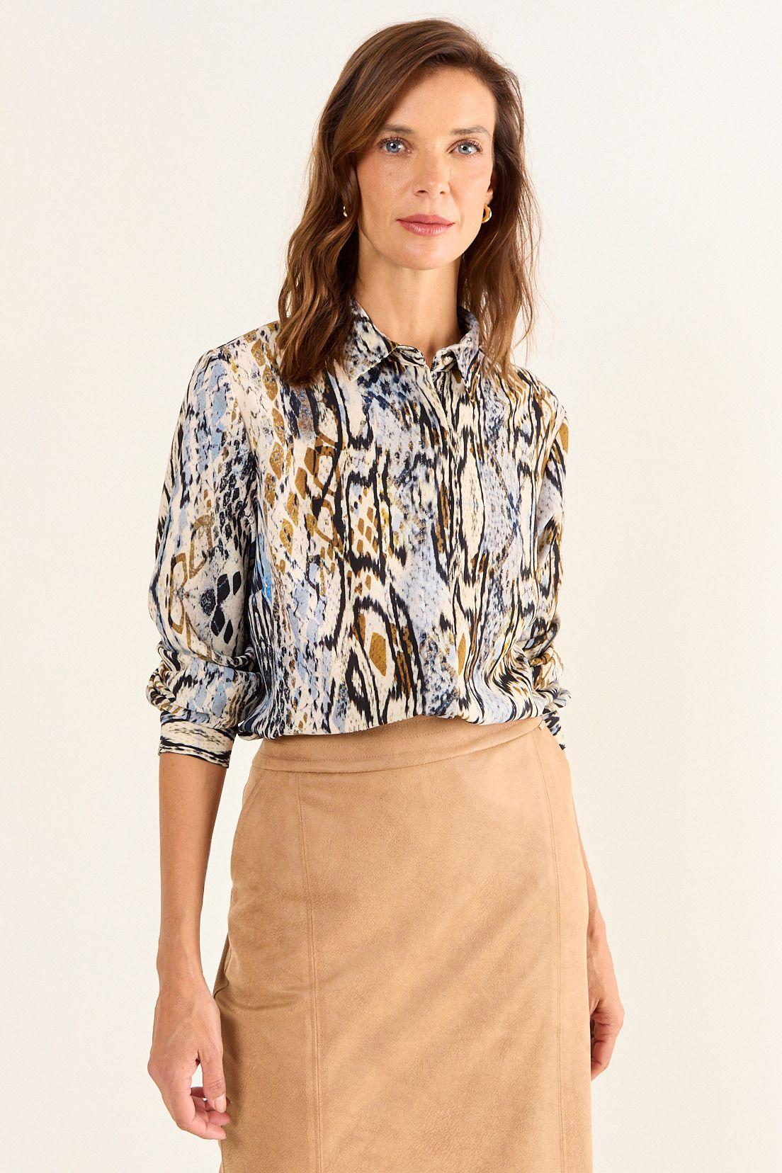 Blusa Camisera Estampada Crudo Ma Griffe 14102126058105-1