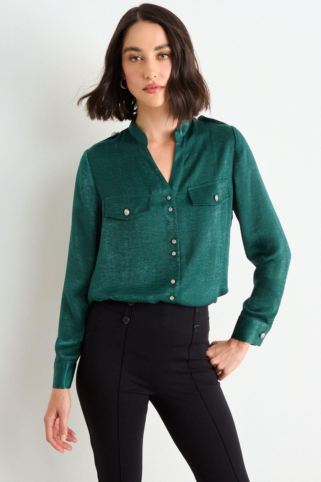 Blusa Lisa  Manga Larga Verde Oliva Ash 14007126053107-0