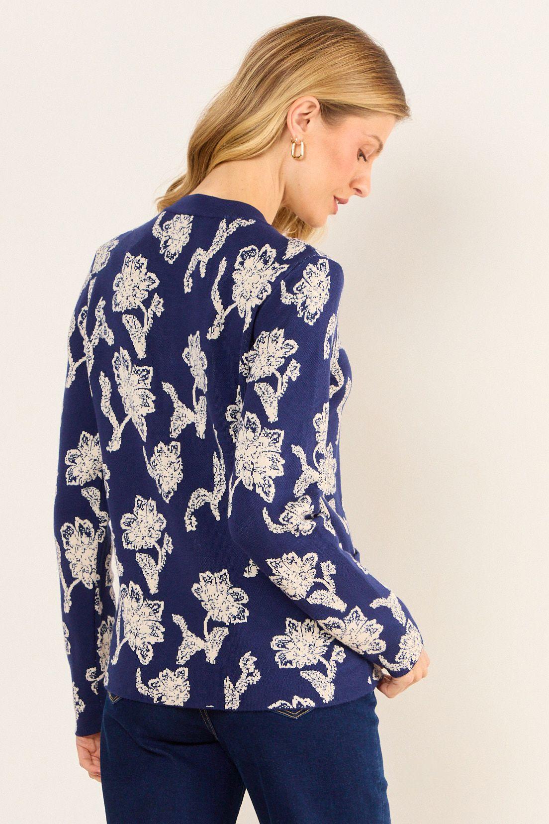 Chaleco Textura Floral Azul Ma Griffe 18602226050104-2
