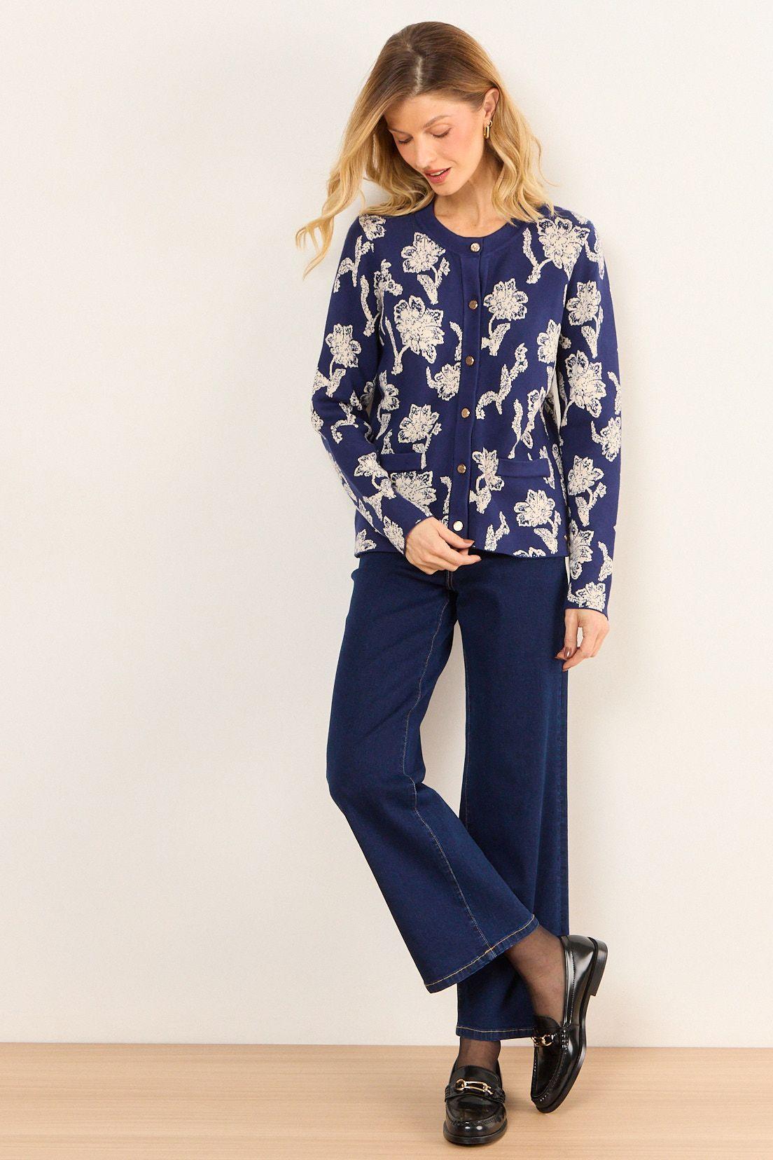 Chaleco Textura Floral Azul Ma Griffe 18602226050104-3