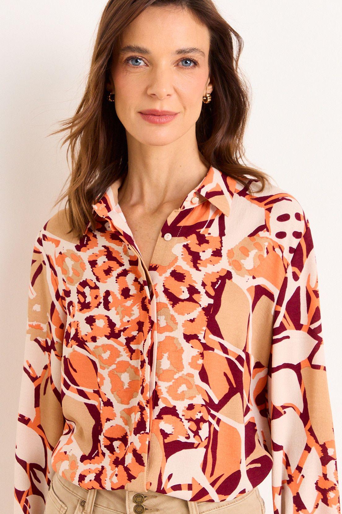 Blusa Camisera Estampada Naranja Ma Griffe 14102226050105-1