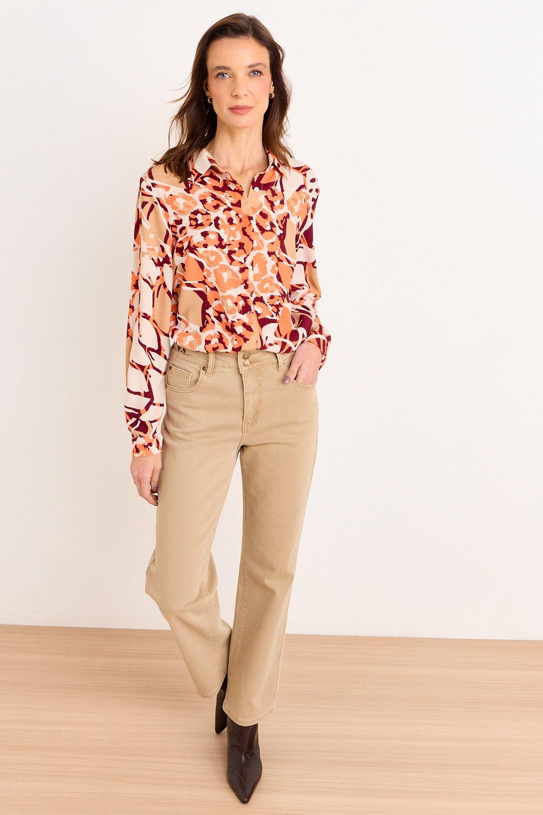 Blusa Camisera Estampada Naranja Ma Griffe 14102226050105-4