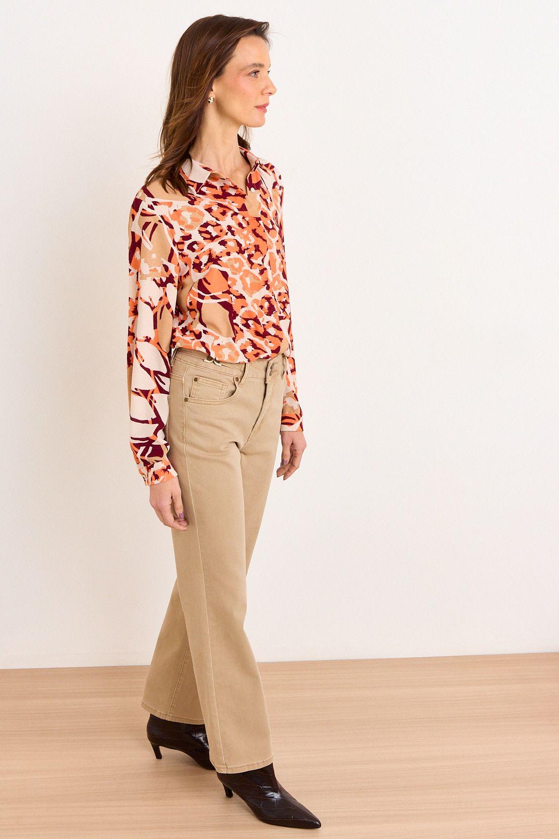Blusa Camisera Estampada Naranja Ma Griffe 14102226050105-3