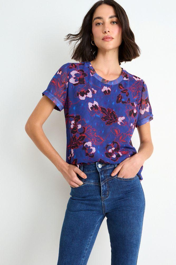 Blusa Fantasia Manga Corta Azul Ash 14107126053104-0