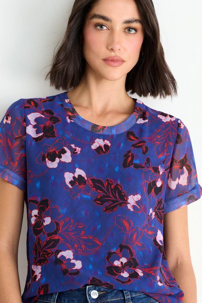 Blusa Fantasia Manga Corta Azul Ash 14107126053104-1