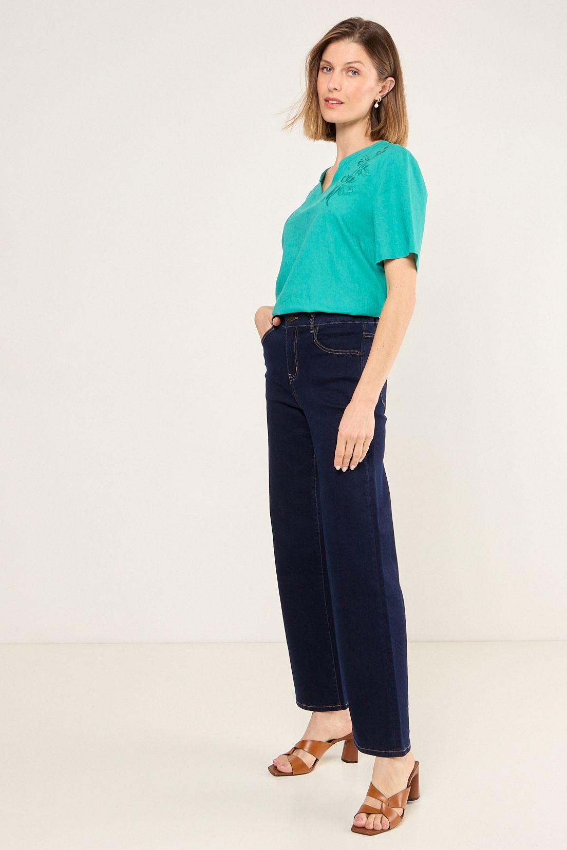 Blusa De Lino Con Bordado Verde Ma Griffe 14002225061217-3