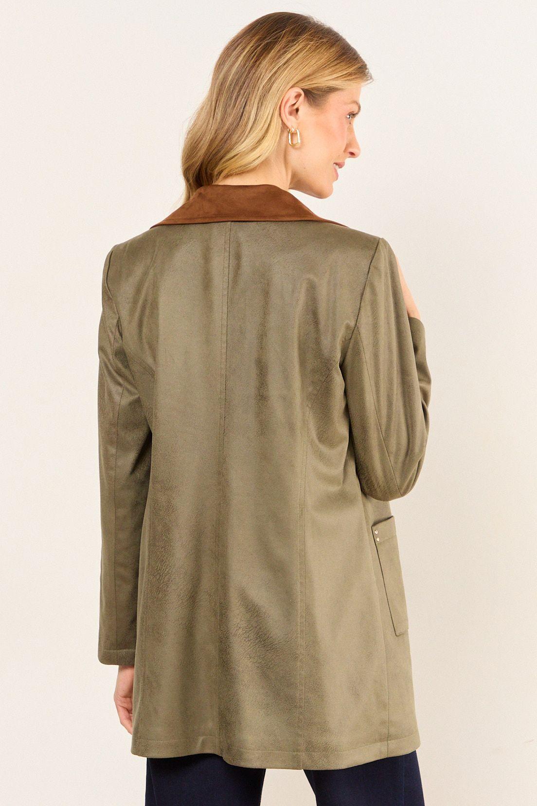 Trench Cuello Contratono Verde Oliva Ma Griffe 17402226050107-2