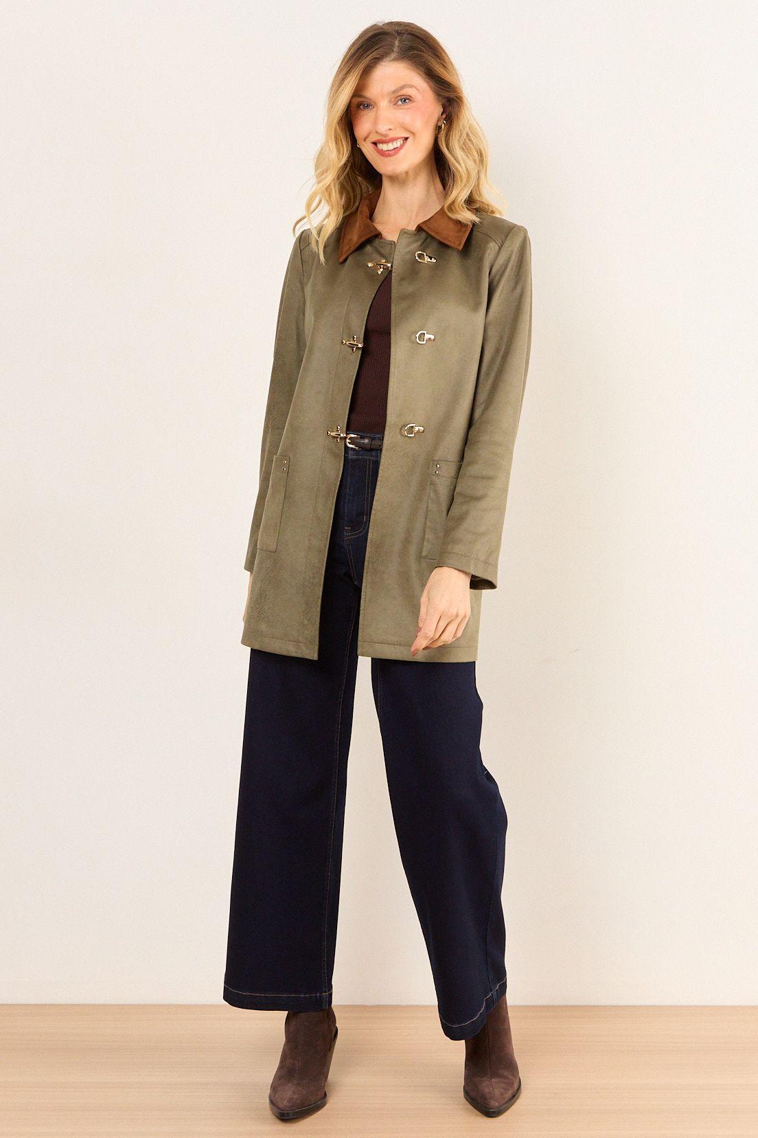 Trench Cuello Contratono Verde Oliva Ma Griffe 17402226050107-3