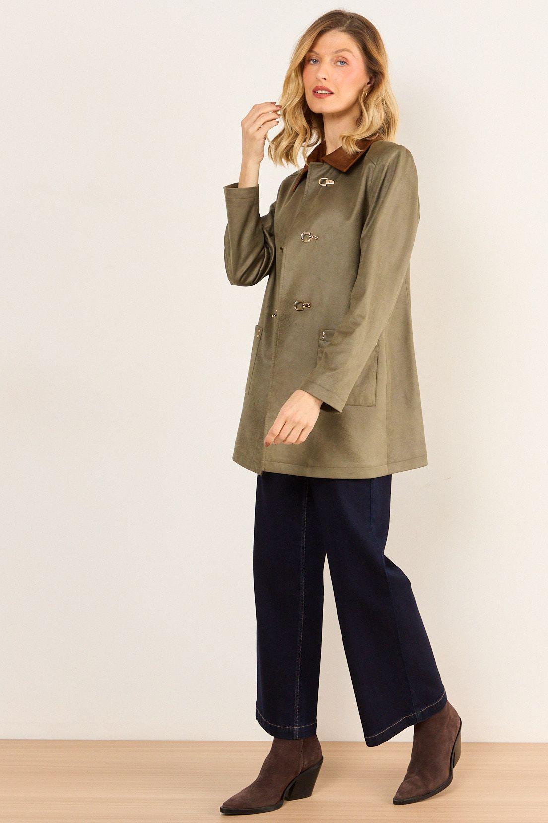 Trench Cuello Contratono Verde Oliva Ma Griffe 17402226050107-4