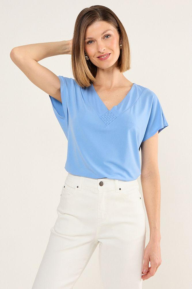 Polera Escote En V Celeste Ma Griffe 14202225017110-0