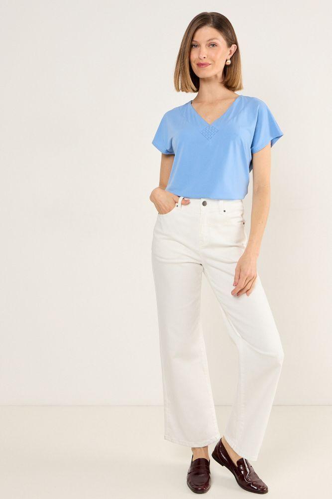 Polera Escote En V Celeste Ma Griffe 14202225017110-3