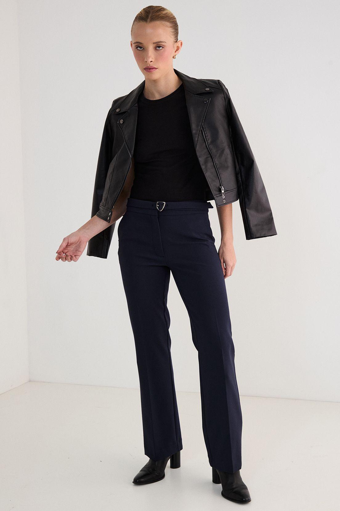 Pantalon Recto Liso Azul 11007125055104-0