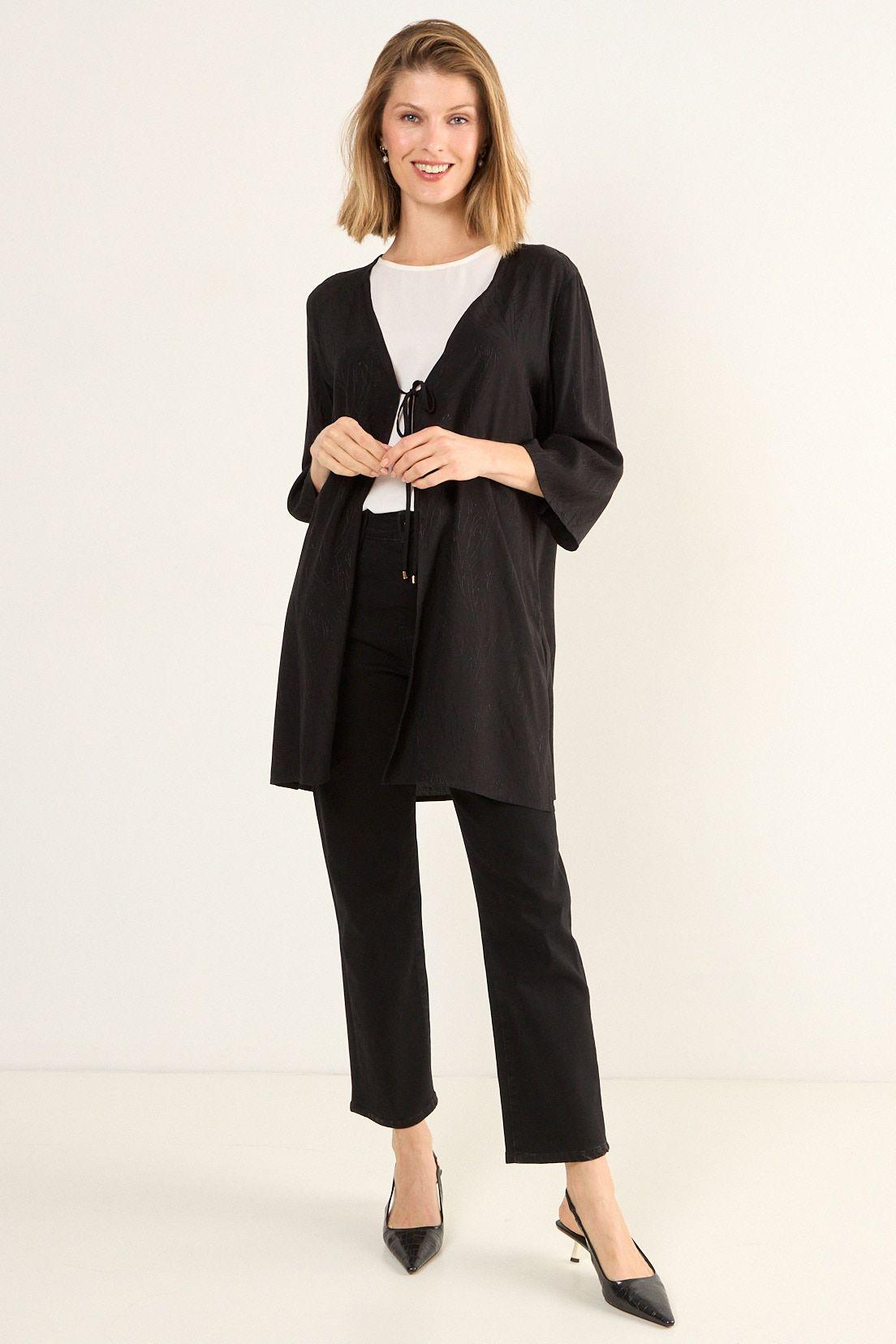 Kimono Tela Textura Negro Ma Griffe 15402126047102-0