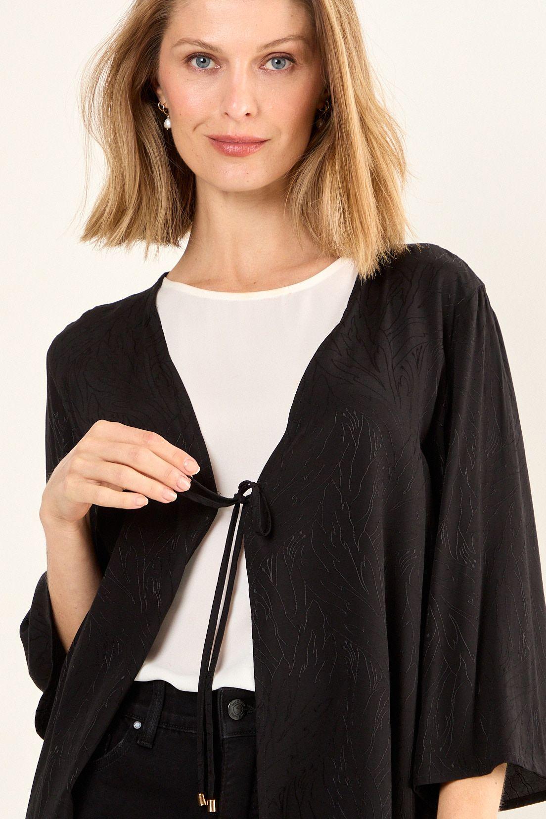 Kimono Tela Textura Negro Ma Griffe 15402126047102-2