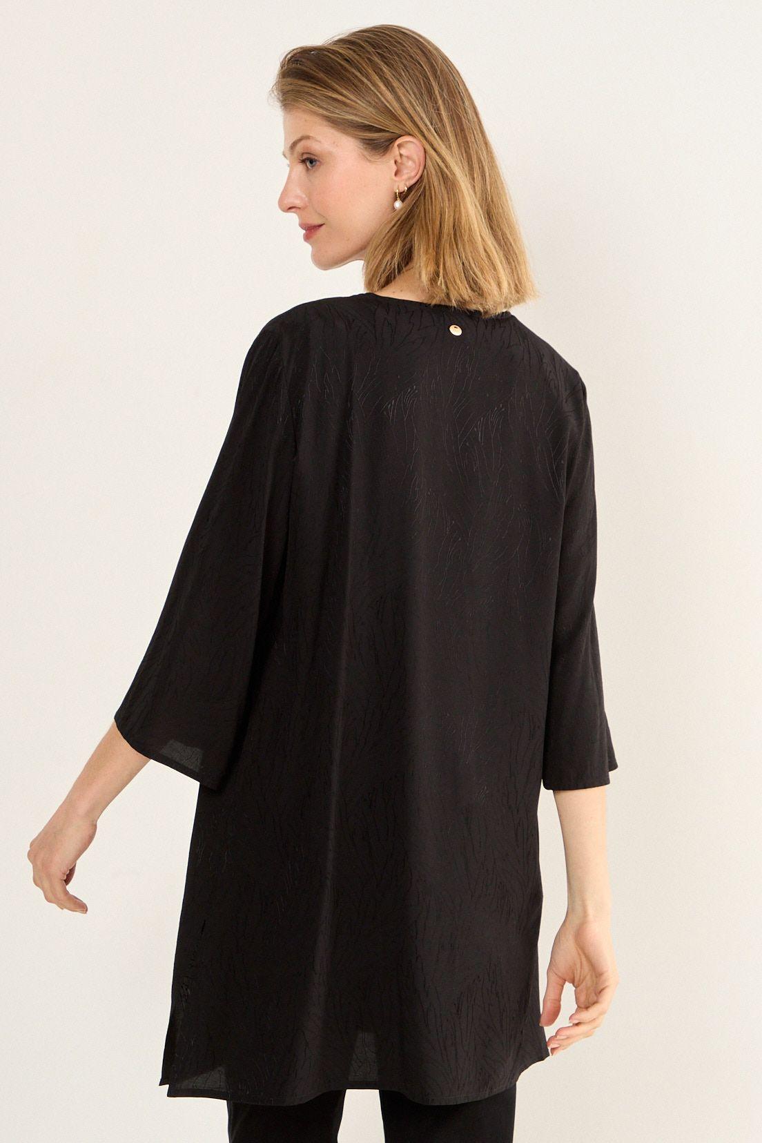 Kimono Tela Textura Negro Ma Griffe 15402126047102-3