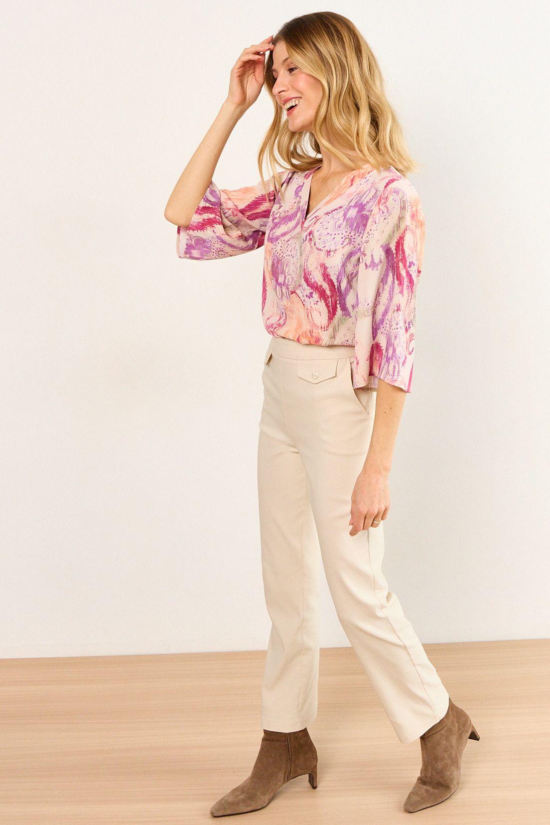 Blusa Estampada Escote En V Morado Ma Griffe 14102226003121-4