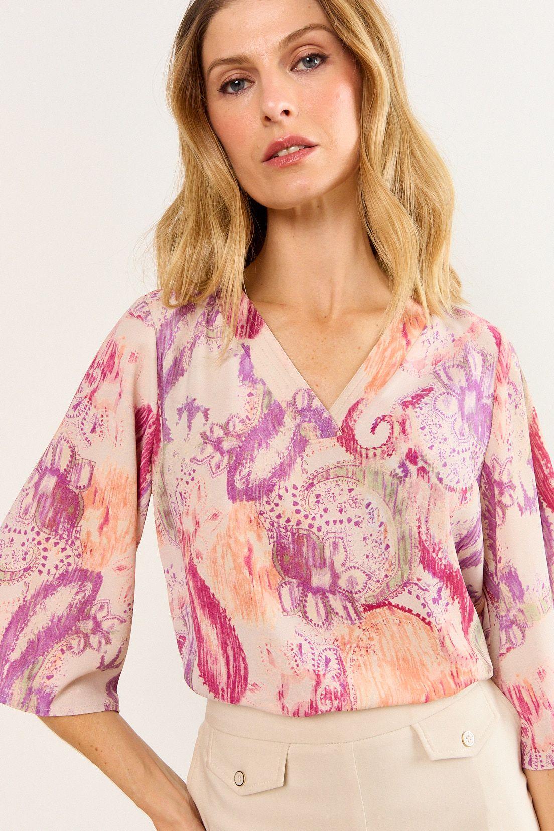 Blusa Estampada Escote En V Morado Ma Griffe 14102226003121-1
