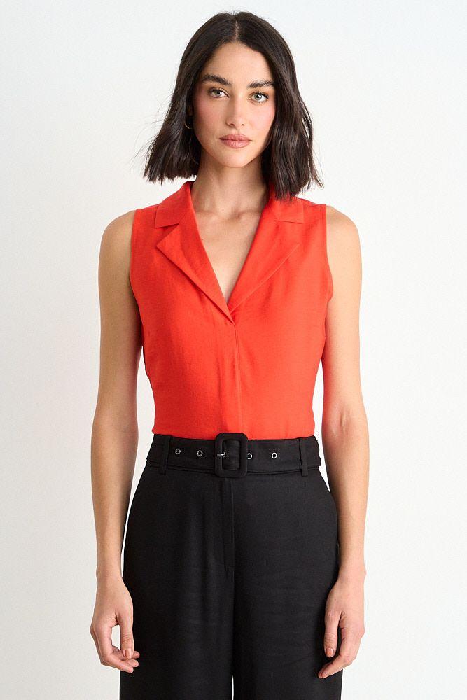 Blusa Lisa Sin Mangas Rojo Ash 14007126050103-0