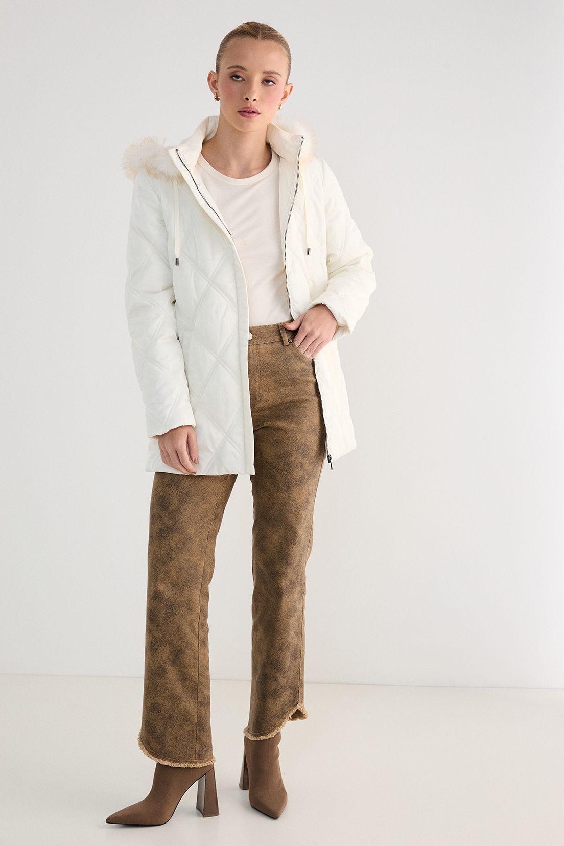 Parka Larga Gorro Desmontable Crudo 17607125050105-4