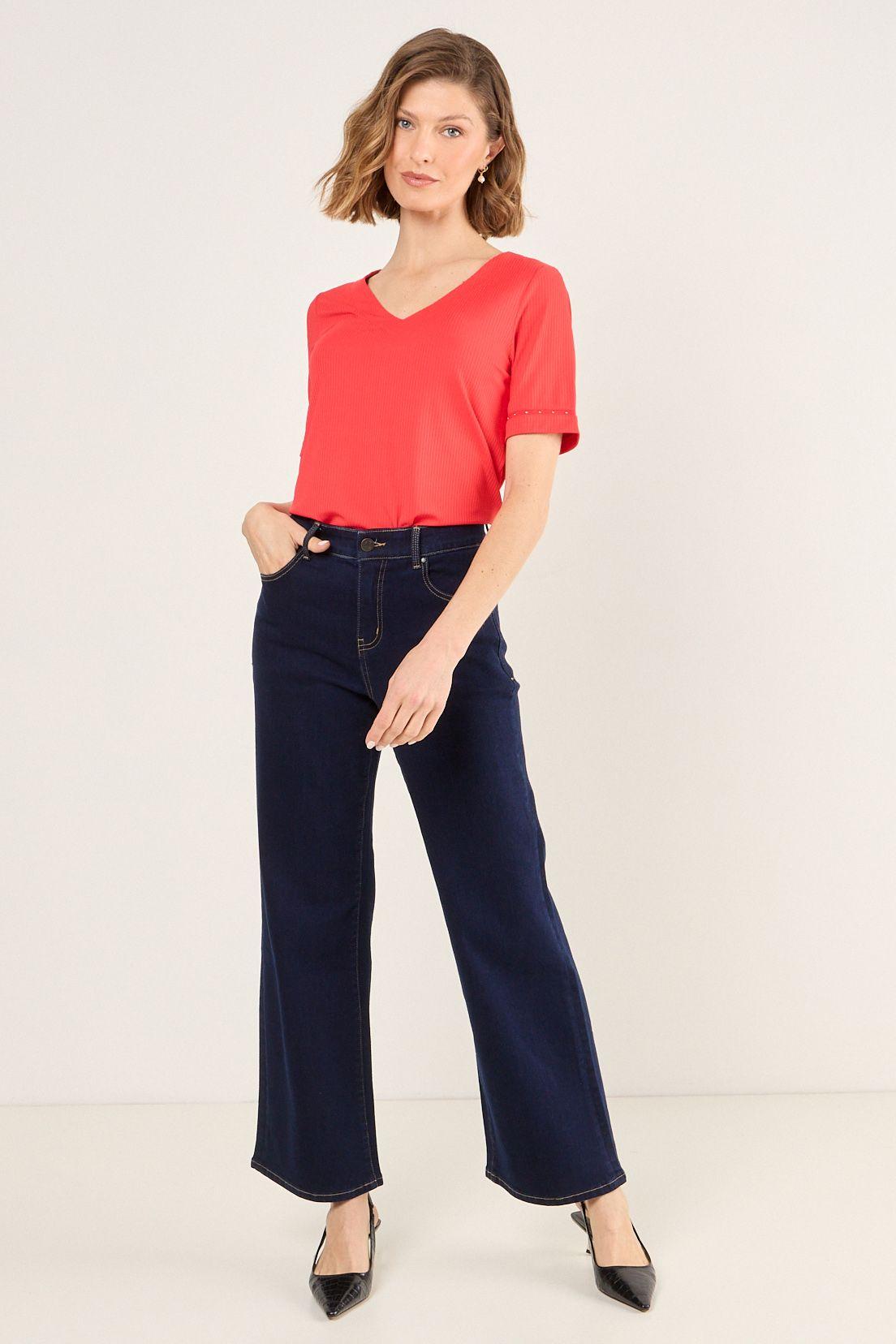 Polera De Rib Acanalado Rojo Ma Griffe 14202225014103-4