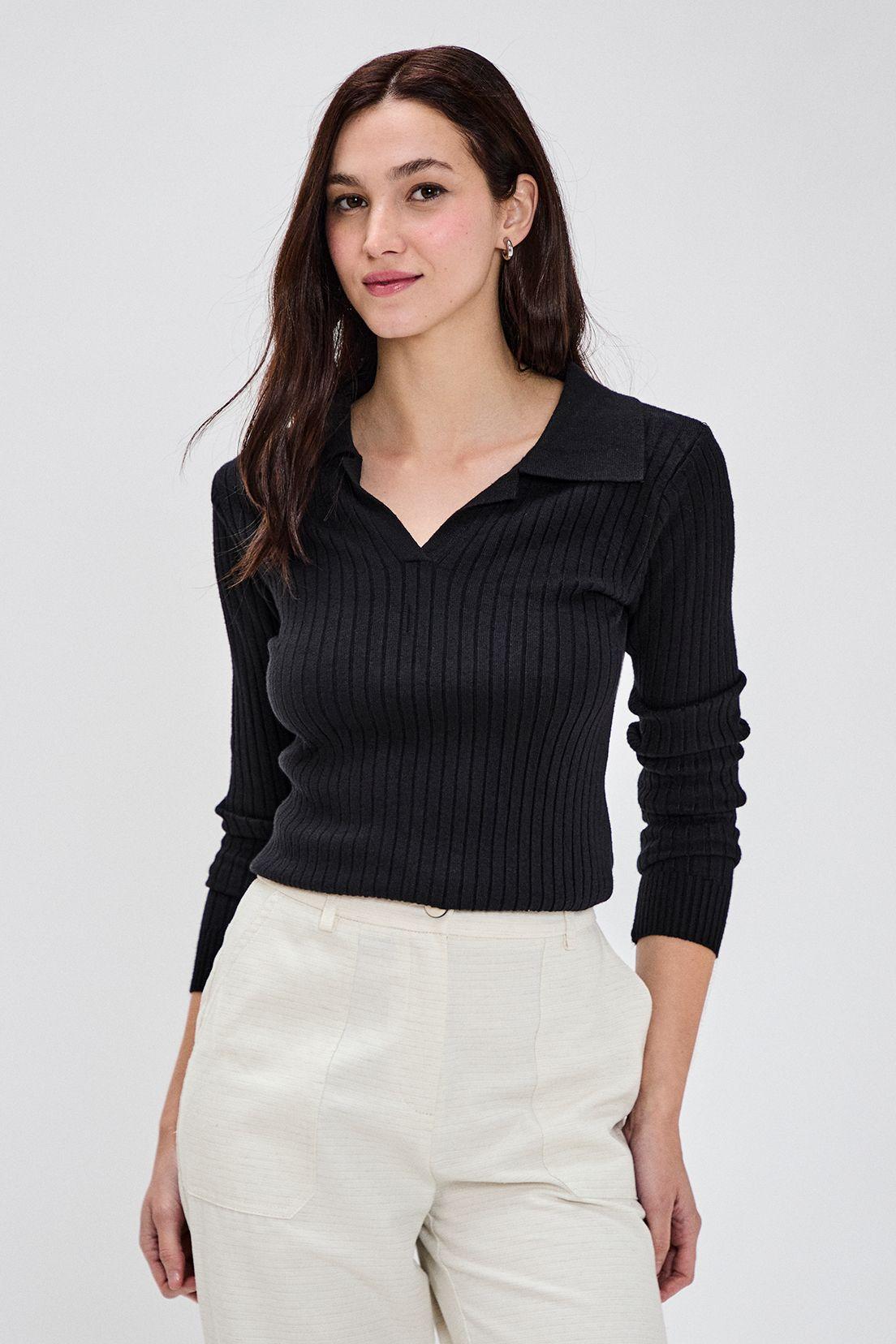 Sweater Liso Negro 18120224071102-0