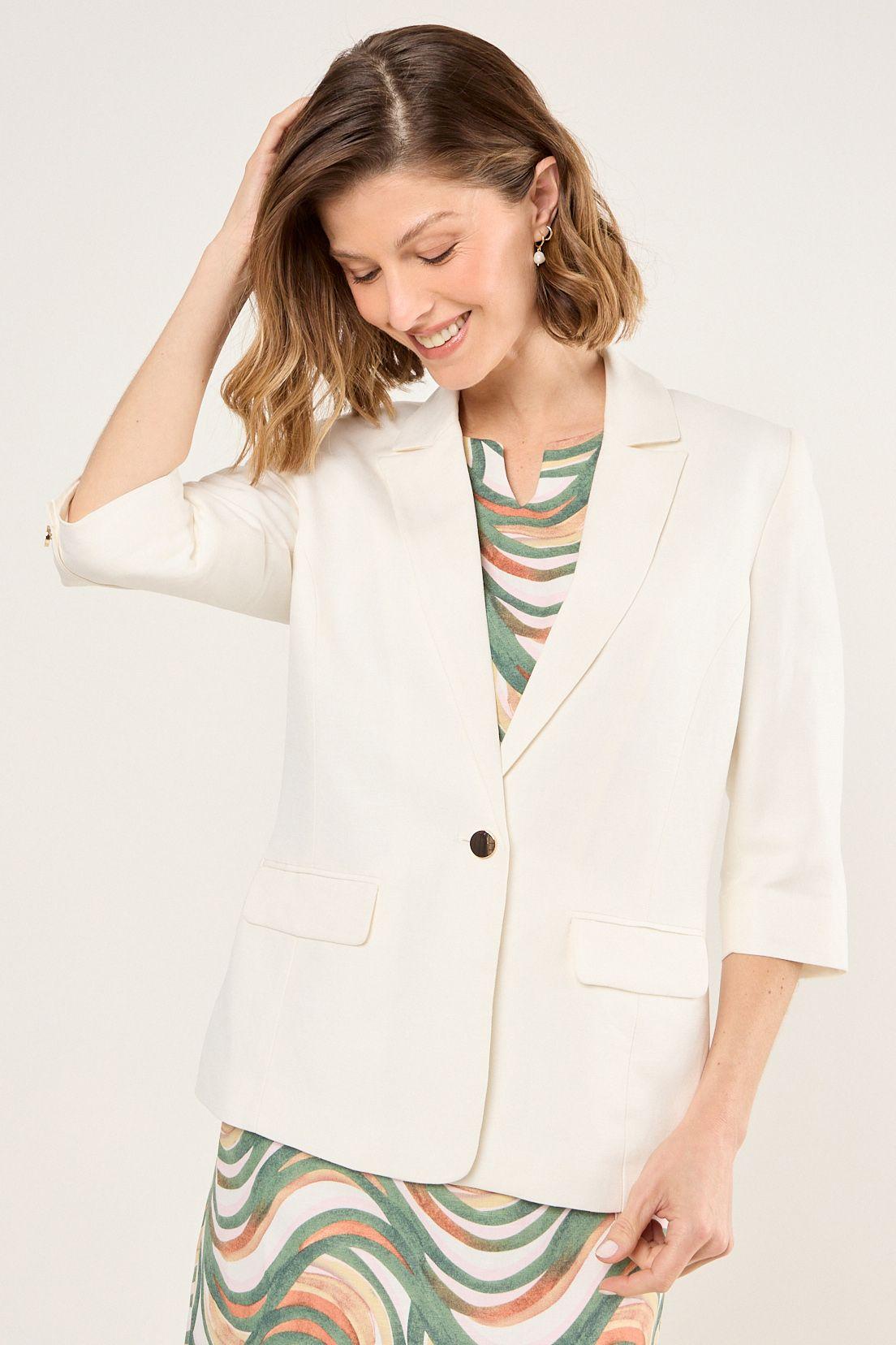 Blazer De Lino Blanco Ma Griffe 16002225058101-0
