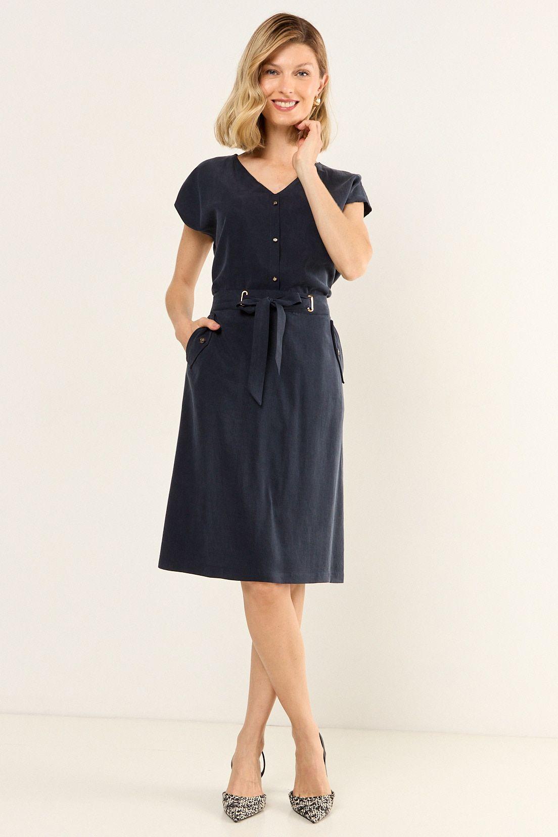 Falda Lyocel Azul Ma Griffe 12002126001104-0