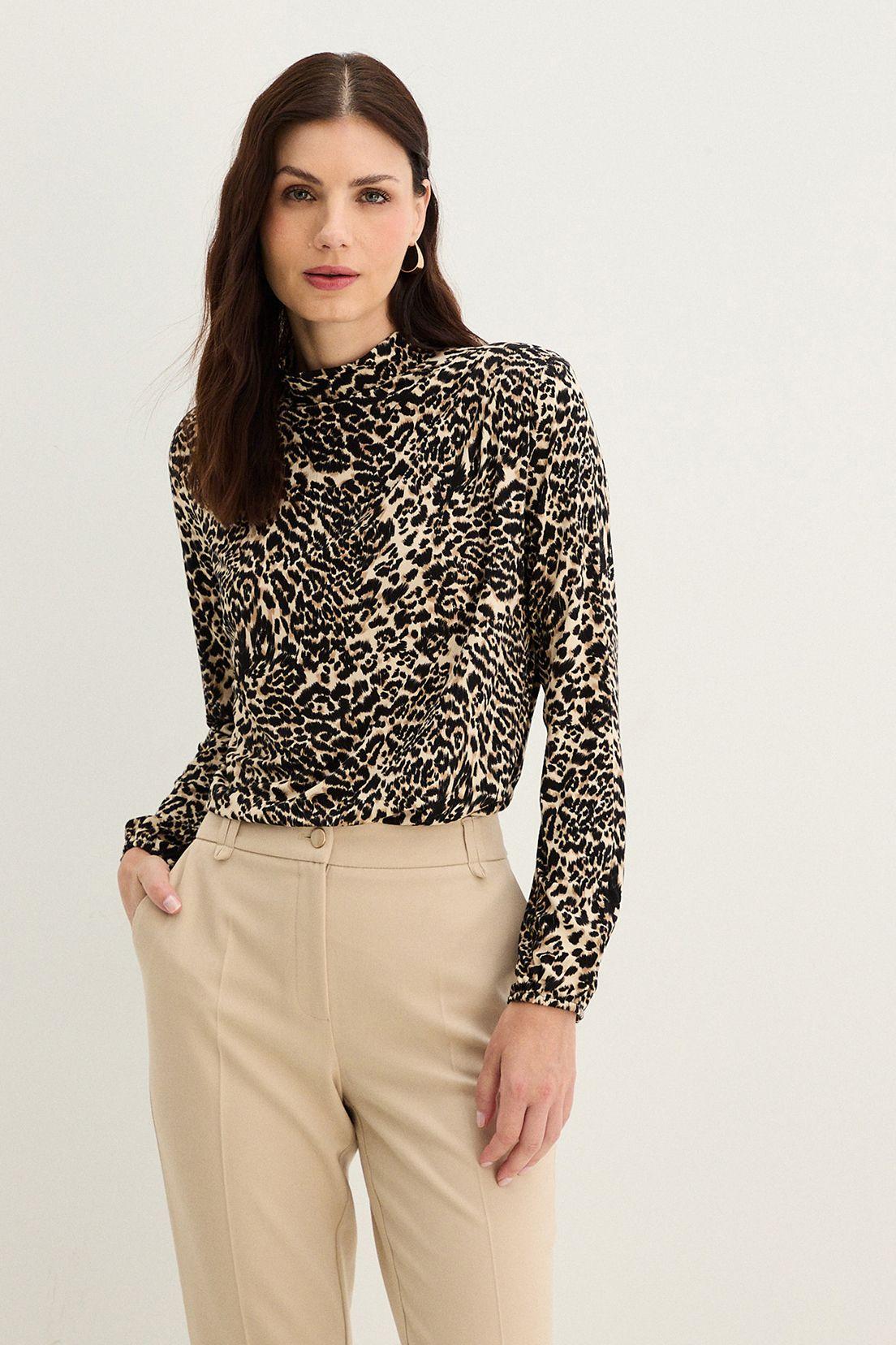 Polera Cuello Alto Estampada Beige 14302125005106-0