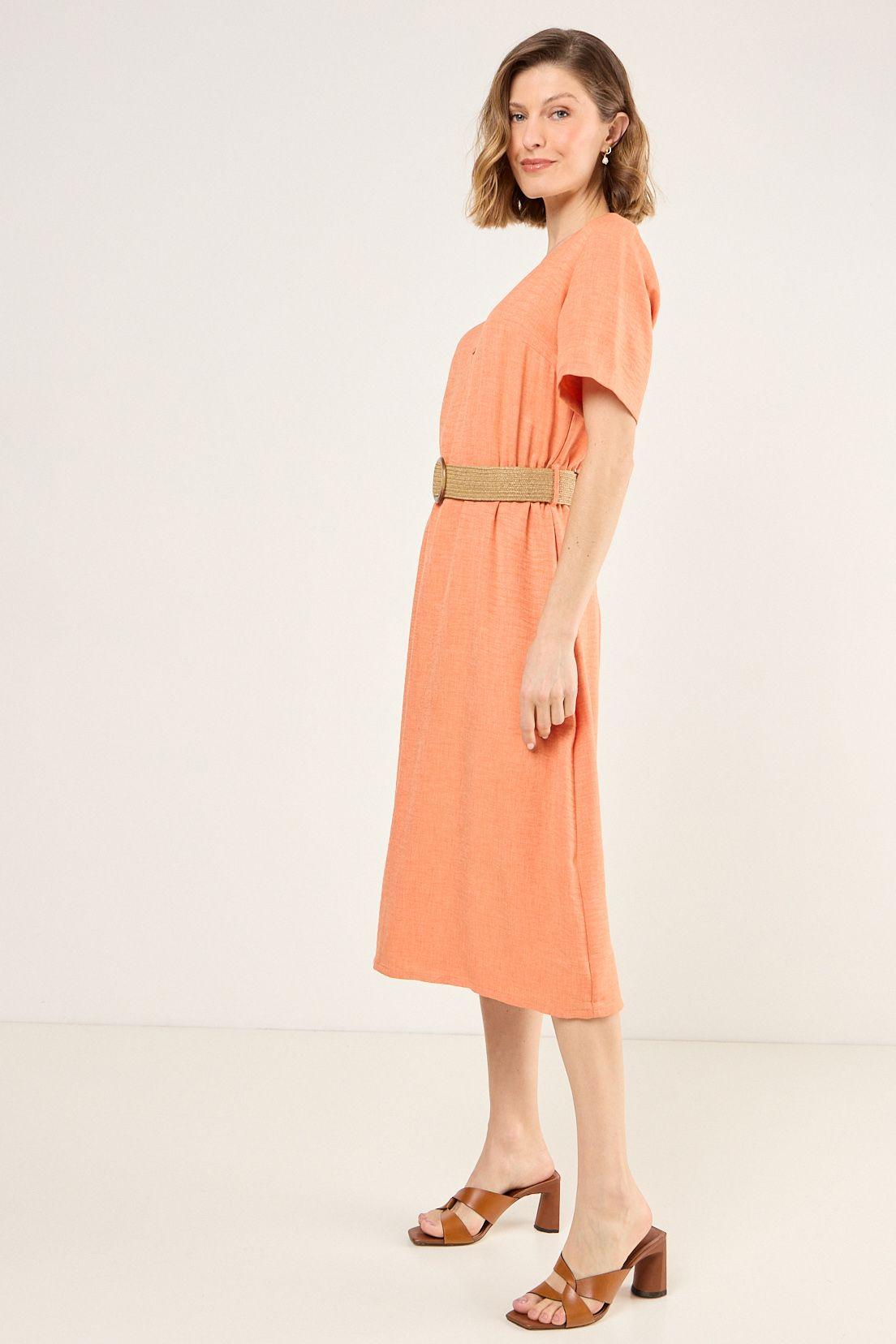 Vestido Con Cinturon Naranjo Ma Griffe 13002225007114-3