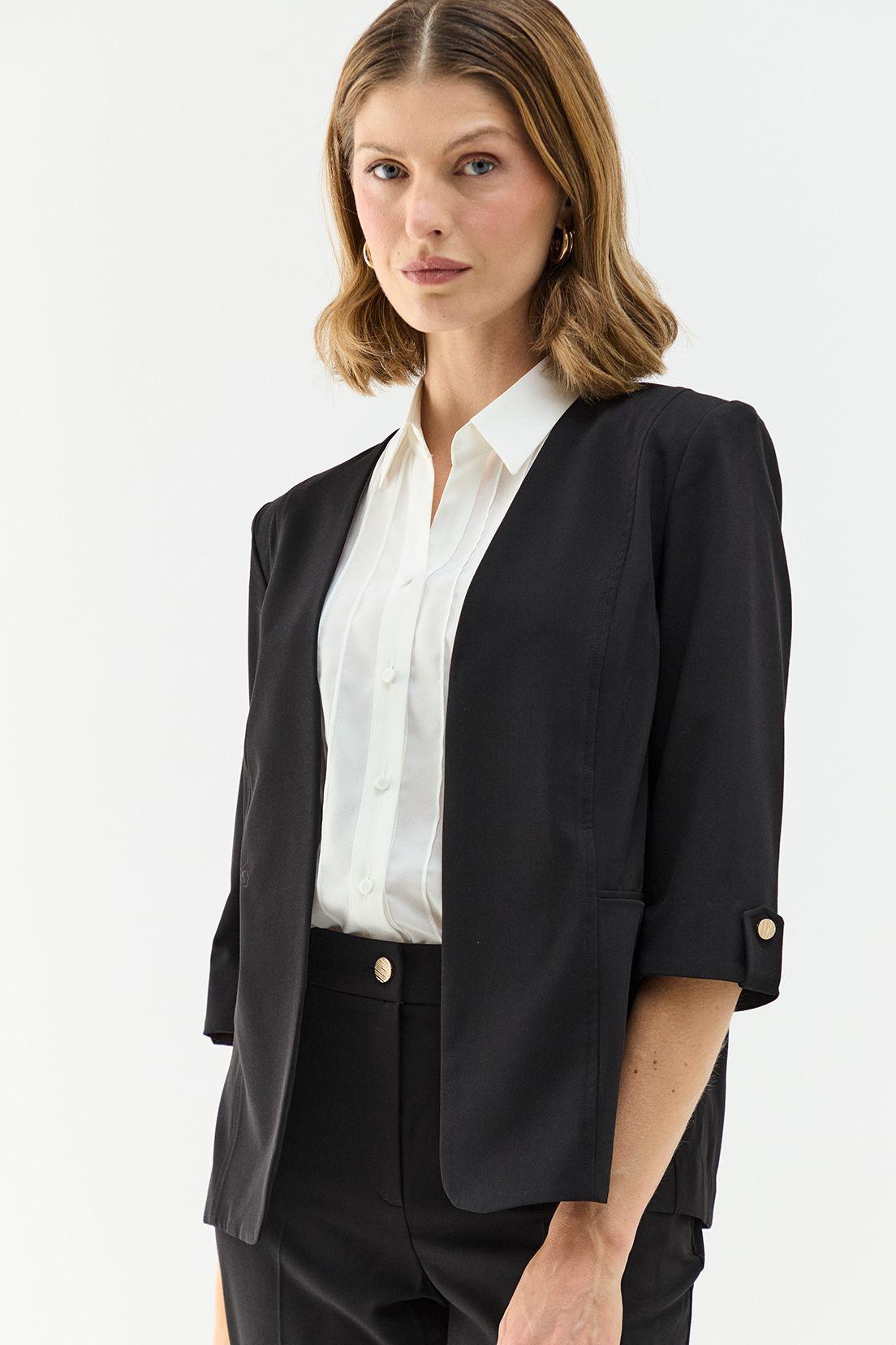 Blazer Tipo Tapado Negro Ma Griffe 16002224058102-1