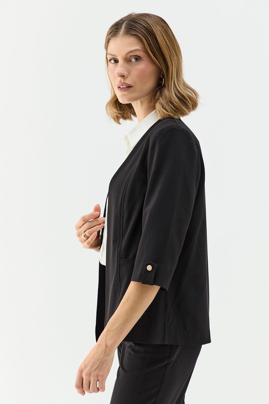 Blazer Tipo Tapado Negro Ma Griffe 16002224058102-3
