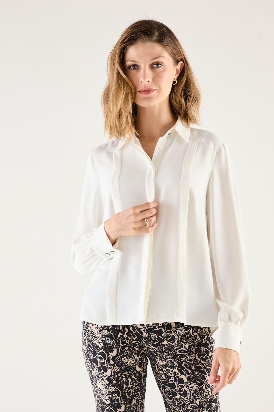 Blusa Camisera Con Plizados Crudo 14002125055105-0