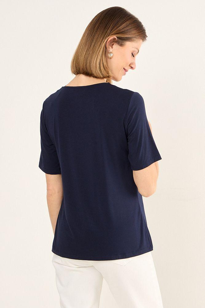 Polera Escote En V Azul Marino Ma Griffe 14202225015104-2