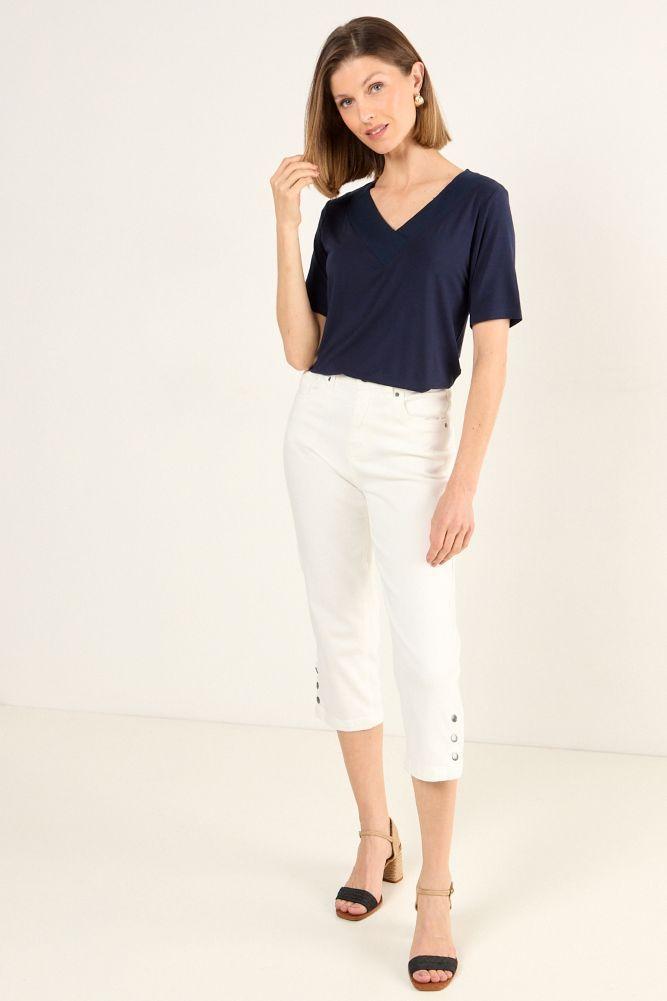 Polera Escote En V Azul Marino Ma Griffe 14202225015104-3