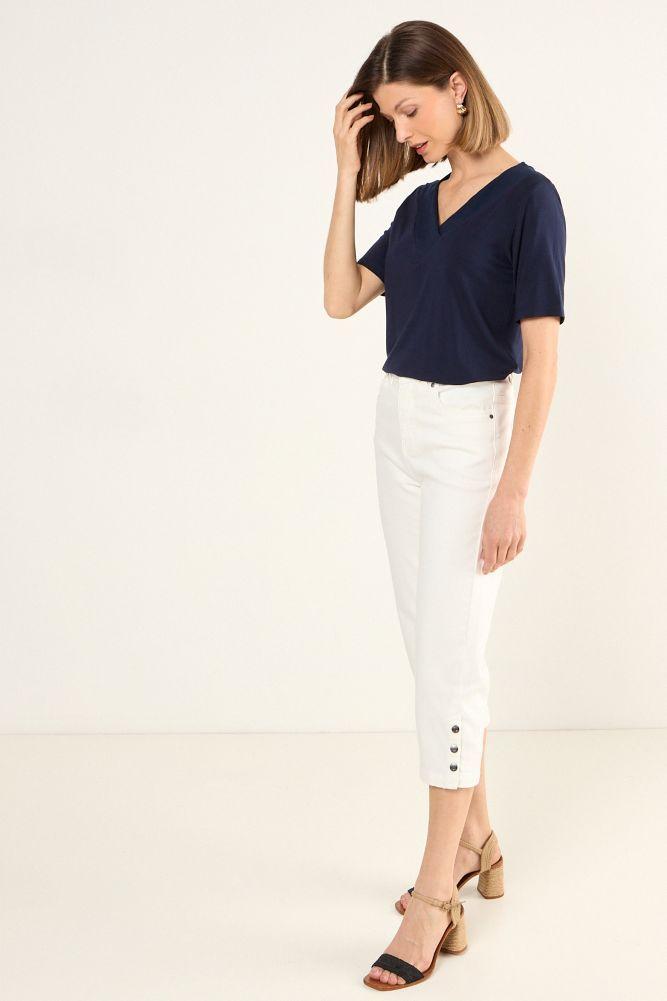 Polera Escote En V Azul Marino Ma Griffe 14202225015104-4